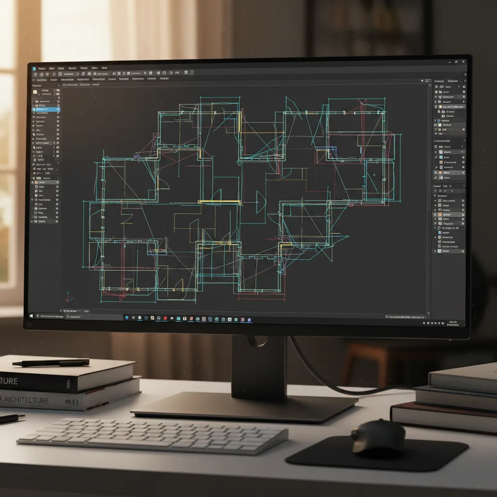 Distorted imported floor plan drawing displayed in AutoCAD interface