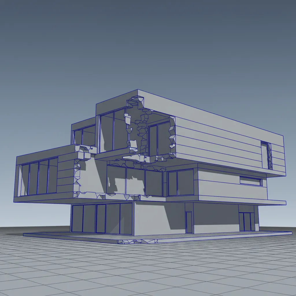 3D mesh showing holes and broken edges after model split