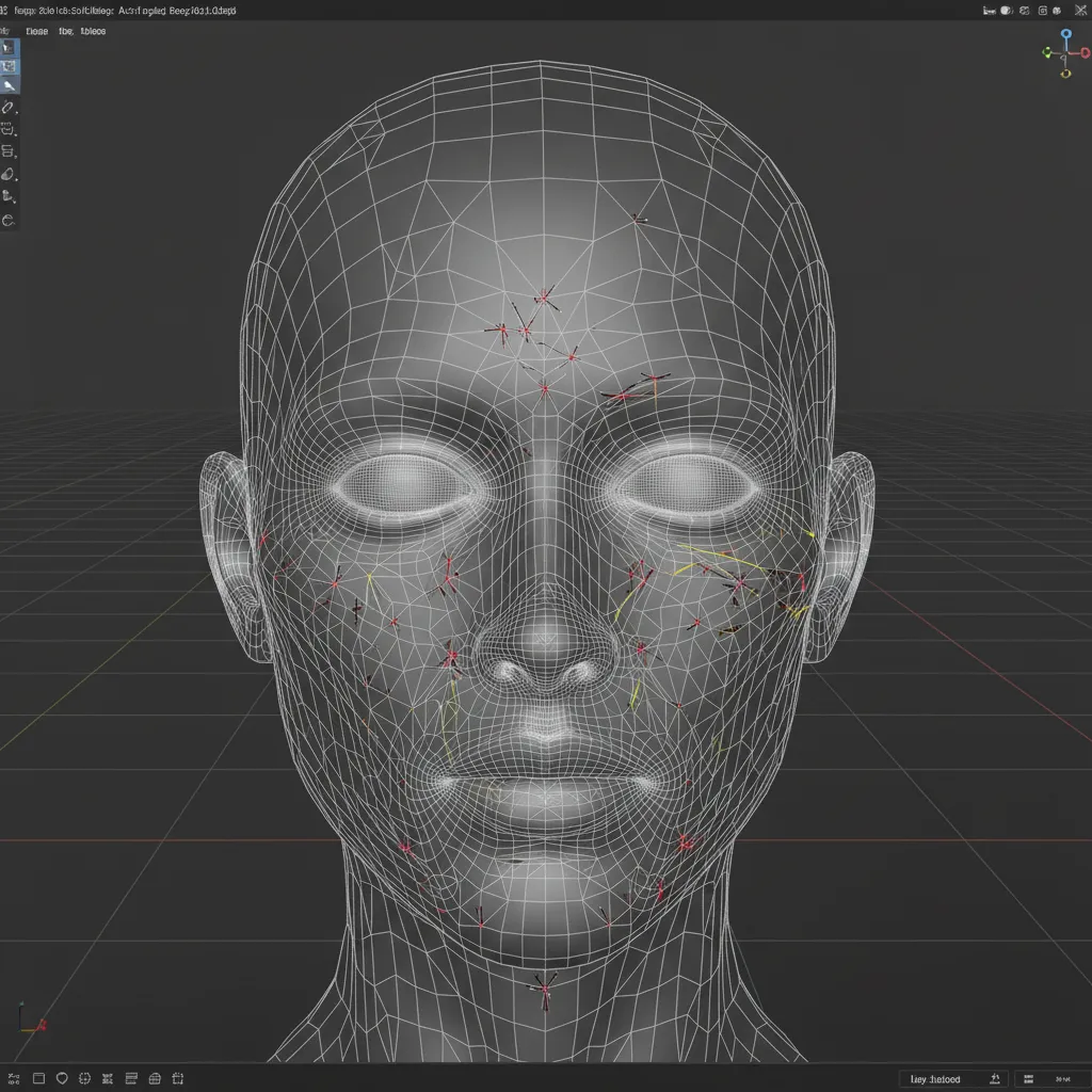 3D mesh with visible topology errors and broken geometry