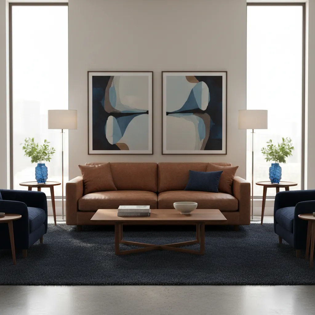How to Balance Brown and Blue Colors for a Perfect Living Room Layout