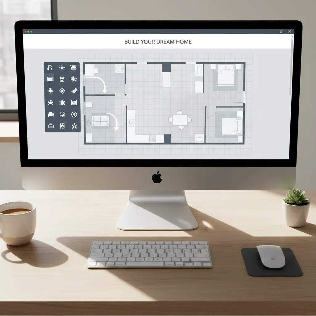 Online floor plan creator interface showing room layout and measurement grid