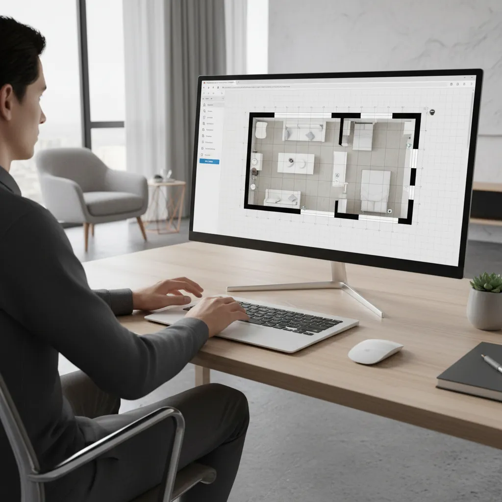 designer creating room layout using browser based floor plan software