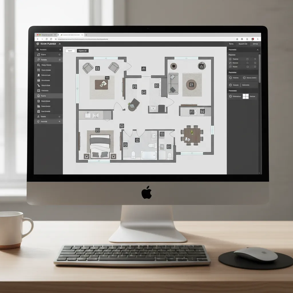 browser based room planner interface showing floor plan layout editing