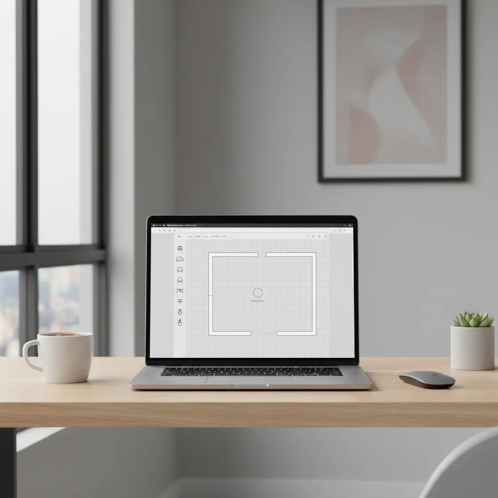 Browser based room planner interface loading on a laptop screen