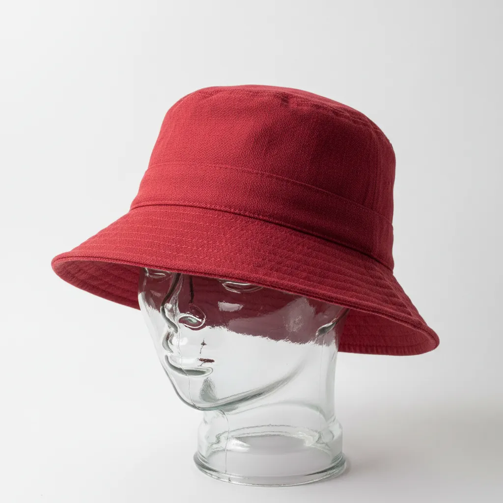 Sombrero bucket rojo hecho en casa con tela de algodón