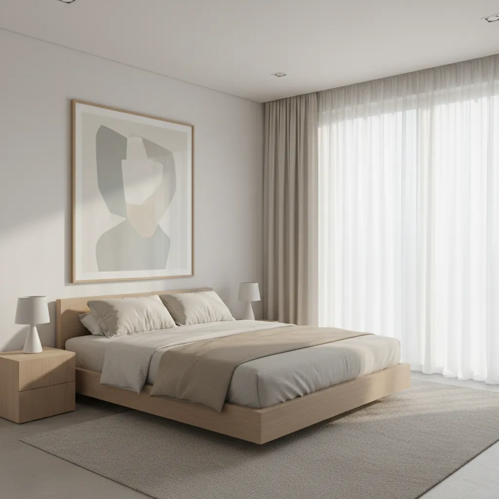 minimal bedroom with simple affordable decor and clean styling