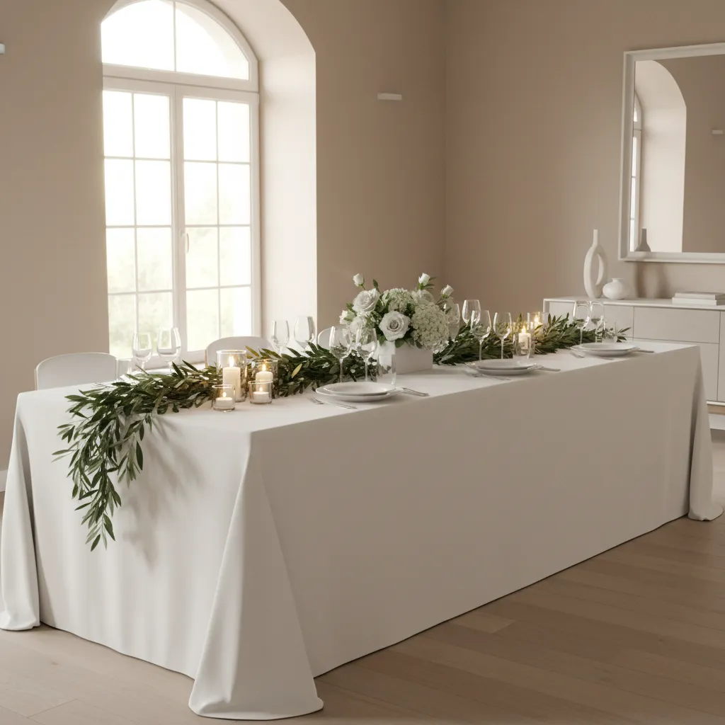 Budget friendly First Communion table decoration with candles and greenery