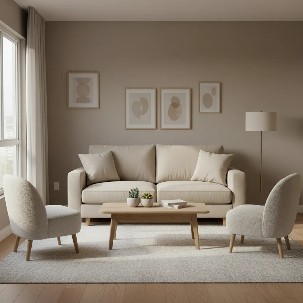 Affordable compact chairs styled with a sofa in a small living room