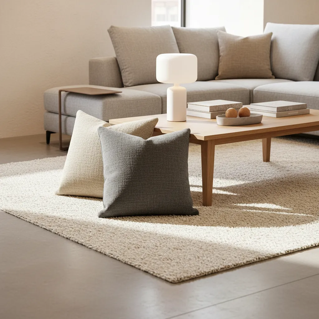 Affordable home decor items including lamps rugs and pillows arranged on display