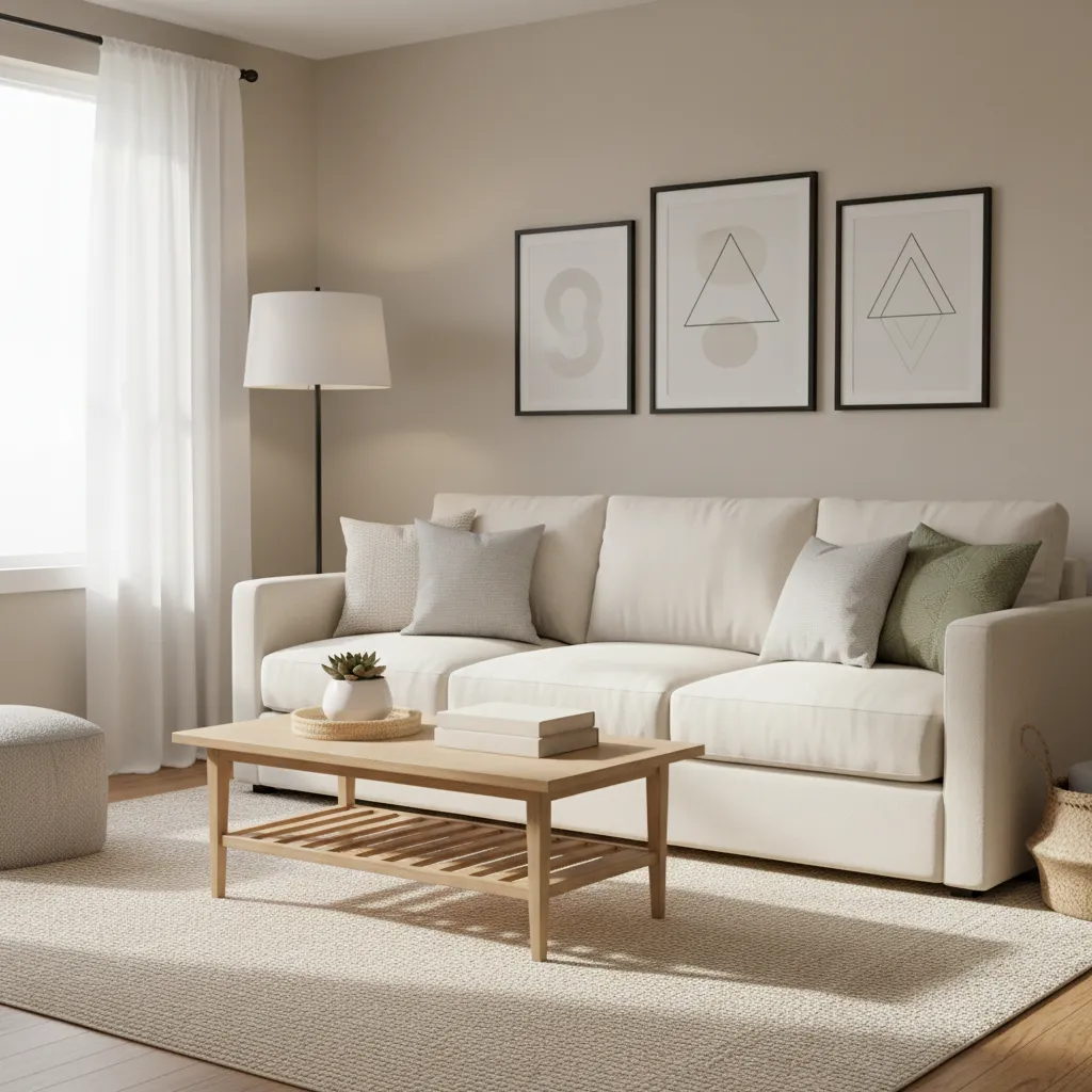 Affordable living room decorated with budget retailer home decor items