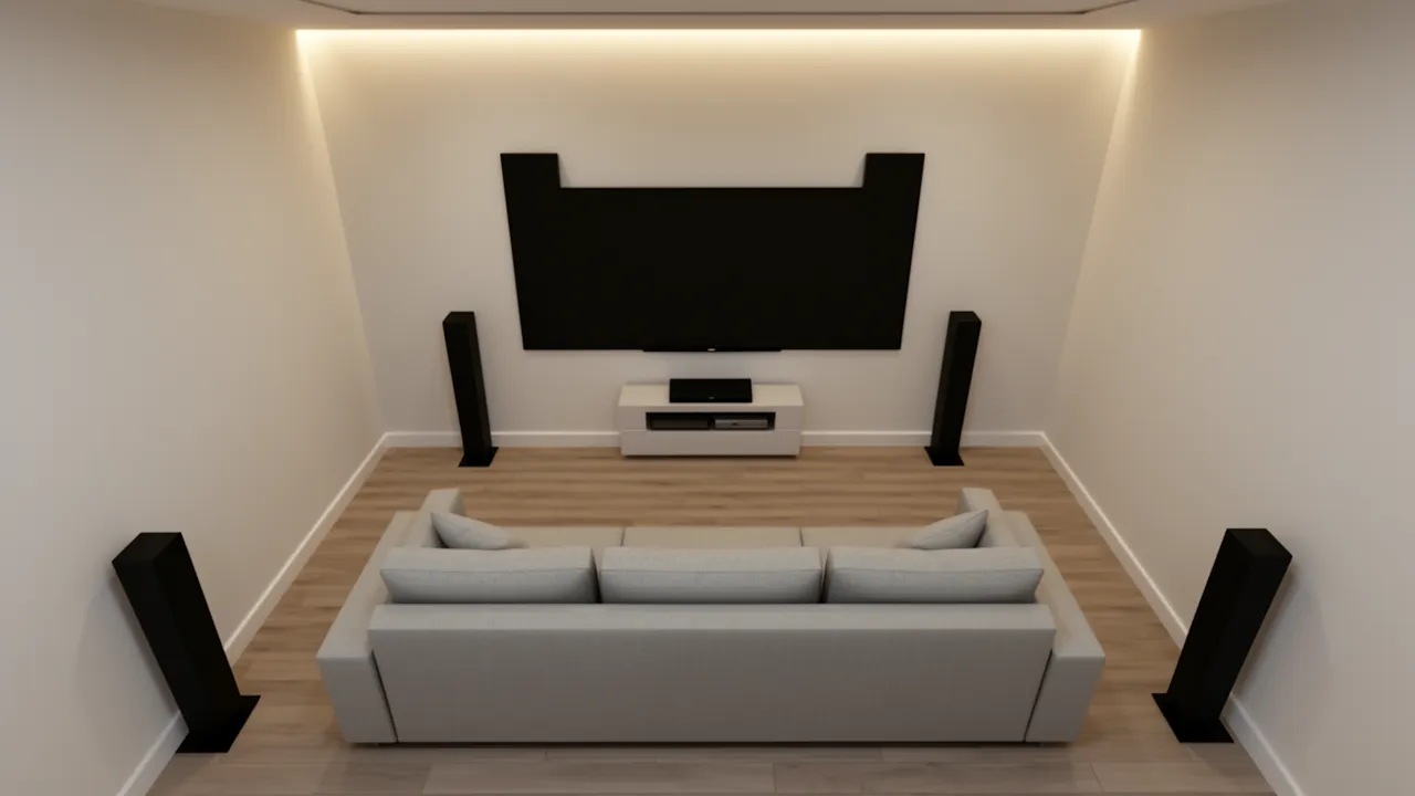 Simple small home theatre seating layout diagram style room setup