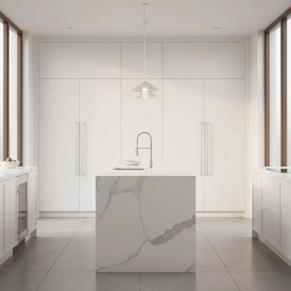 built-in cabinet refrigerator flush with modern kitchen cabinets