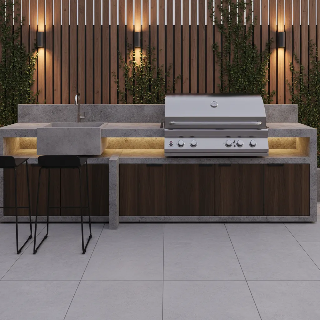 built in gas grill centerpiece of outdoor kitchen counter