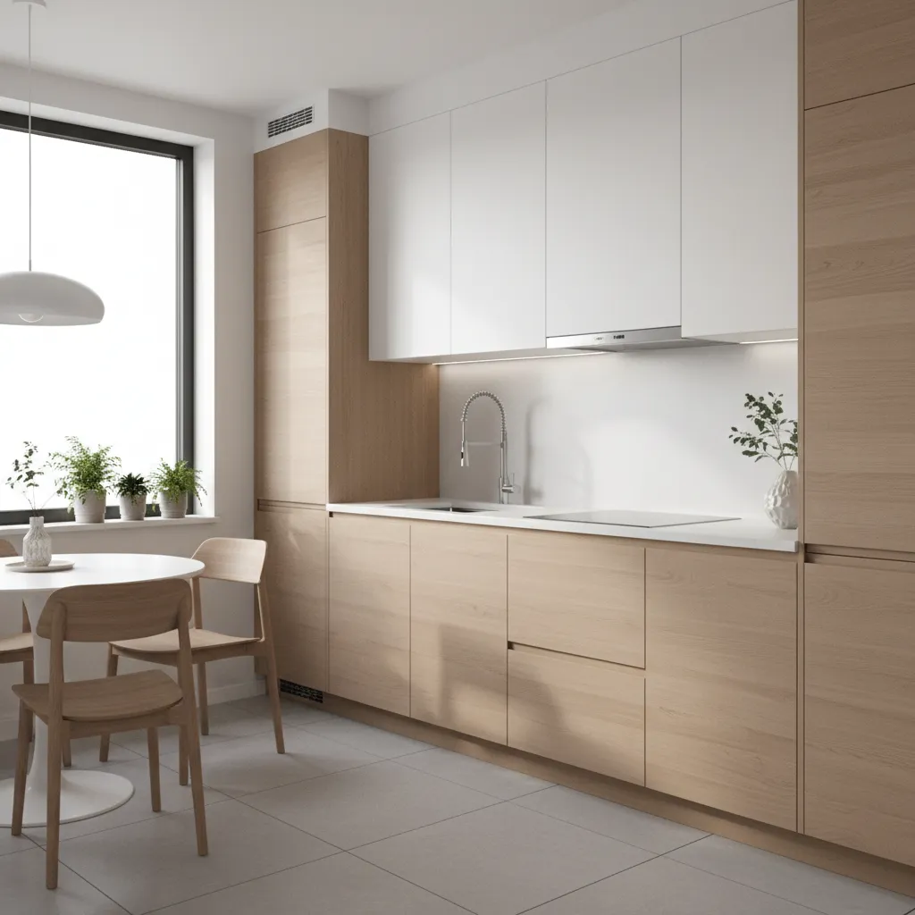 built in kitchen chimney integrated inside cabinet