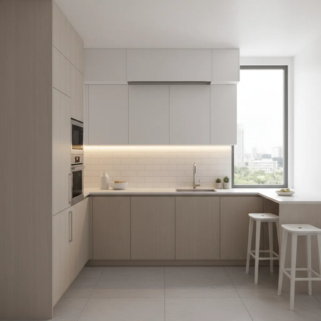 built in kitchen chimney hidden inside modern cabinets