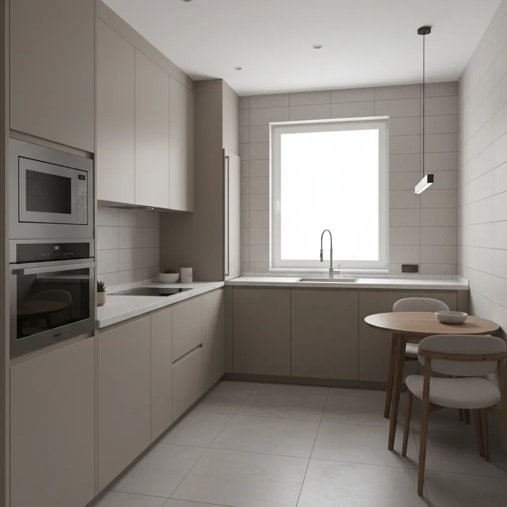built in microwave cabinet solution for small kitchen layout
