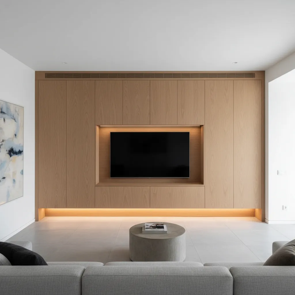 Mueble integrado en pared en salón moderno
