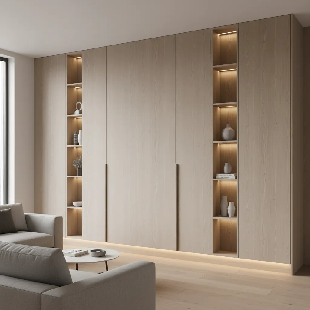 built in storage cabinets in modern apartment interior