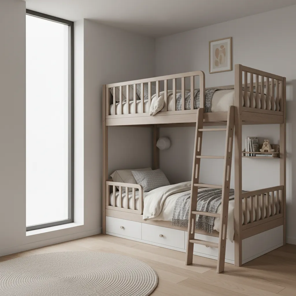 bunk bed with full guardrails and sturdy ladder