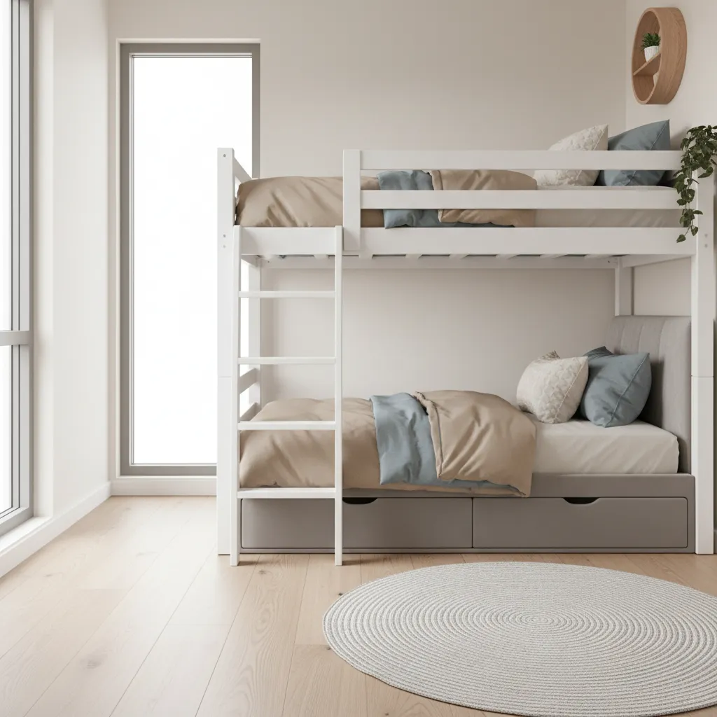 bunk bed ladder area with clear floor space