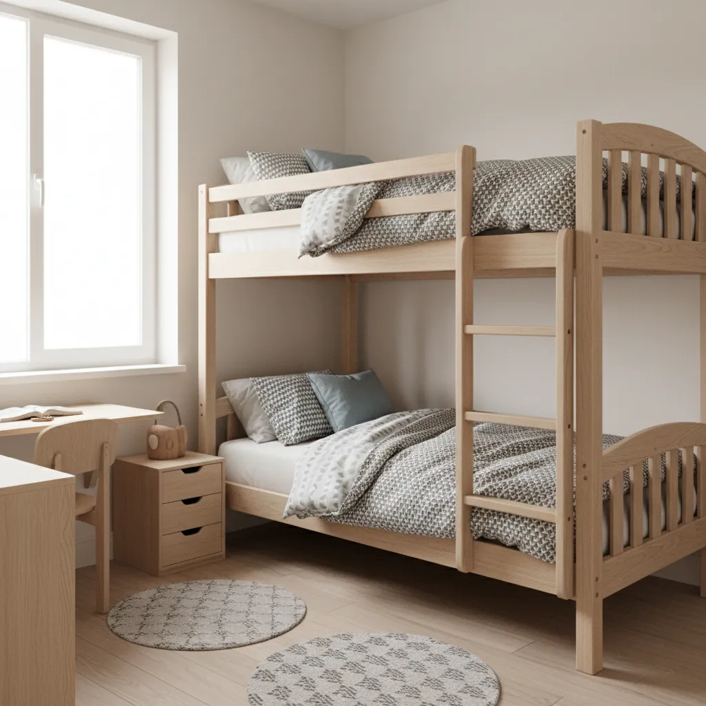 shared kids bedroom with bunk bed maximizing sleeping capacity