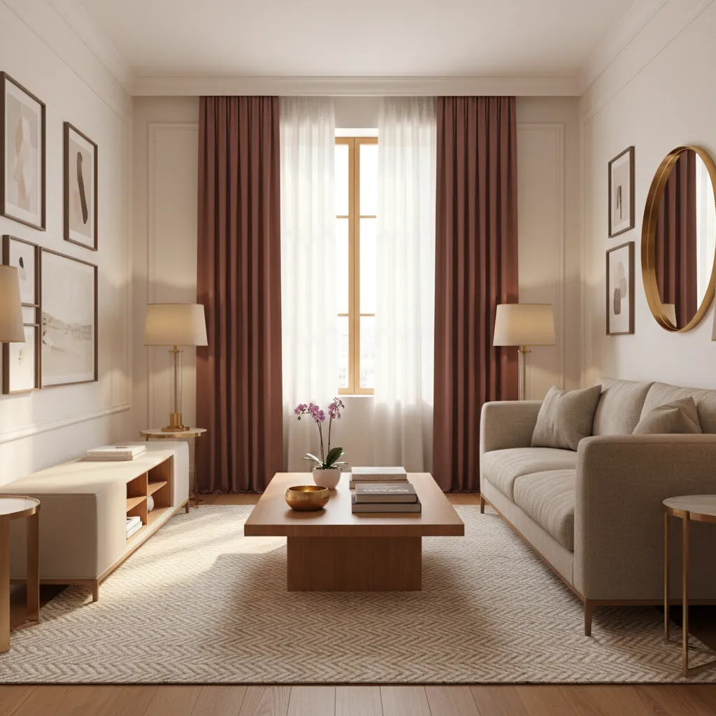 How to Optimize Living Room Lighting and Furniture with Burgundy Curtains