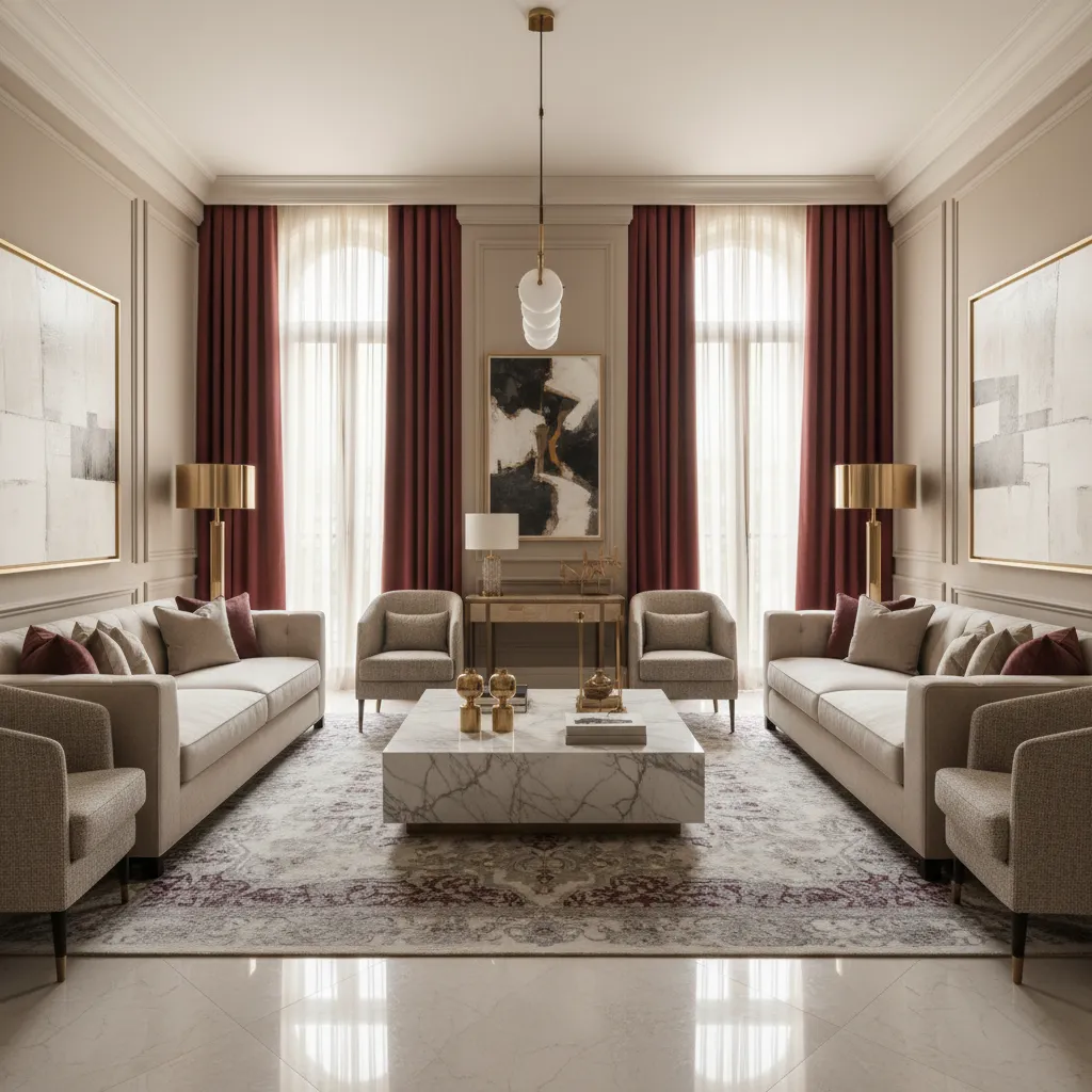 How Interior Designers Use Burgundy Curtains in Luxury Living Rooms
