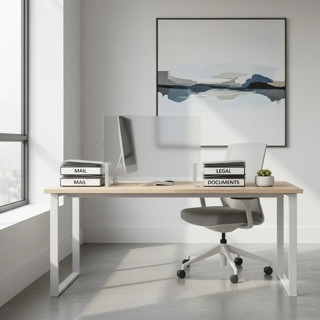 illustrative workspace showing separation between home and business address concept