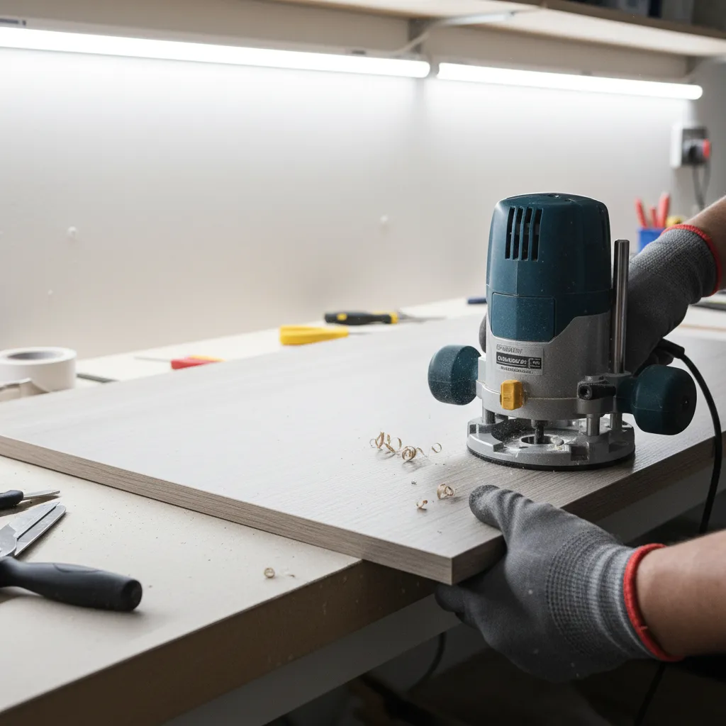 Finishing cabinet skin edges with trimming and sealing for durability