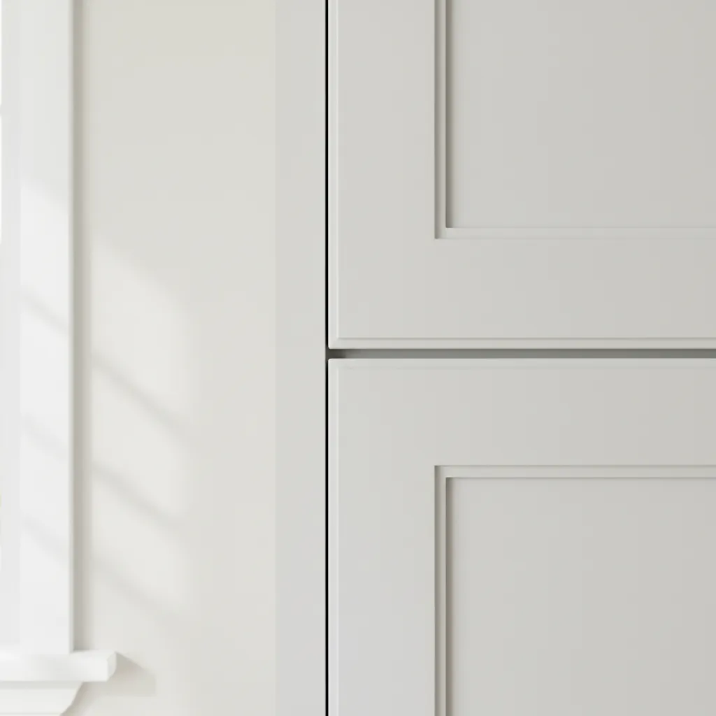 Cabinet filler strip installed flush between cabinet and wall