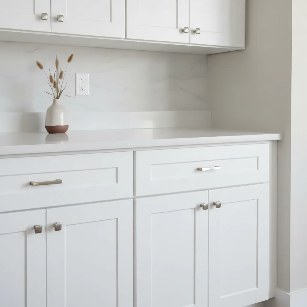 Kitchen cabinet filler strip installed between cabinet and wall