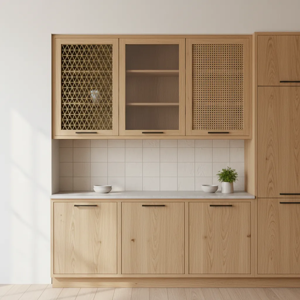 Decorative Metal Mesh vs Glass vs Cane for Cabinet Doors