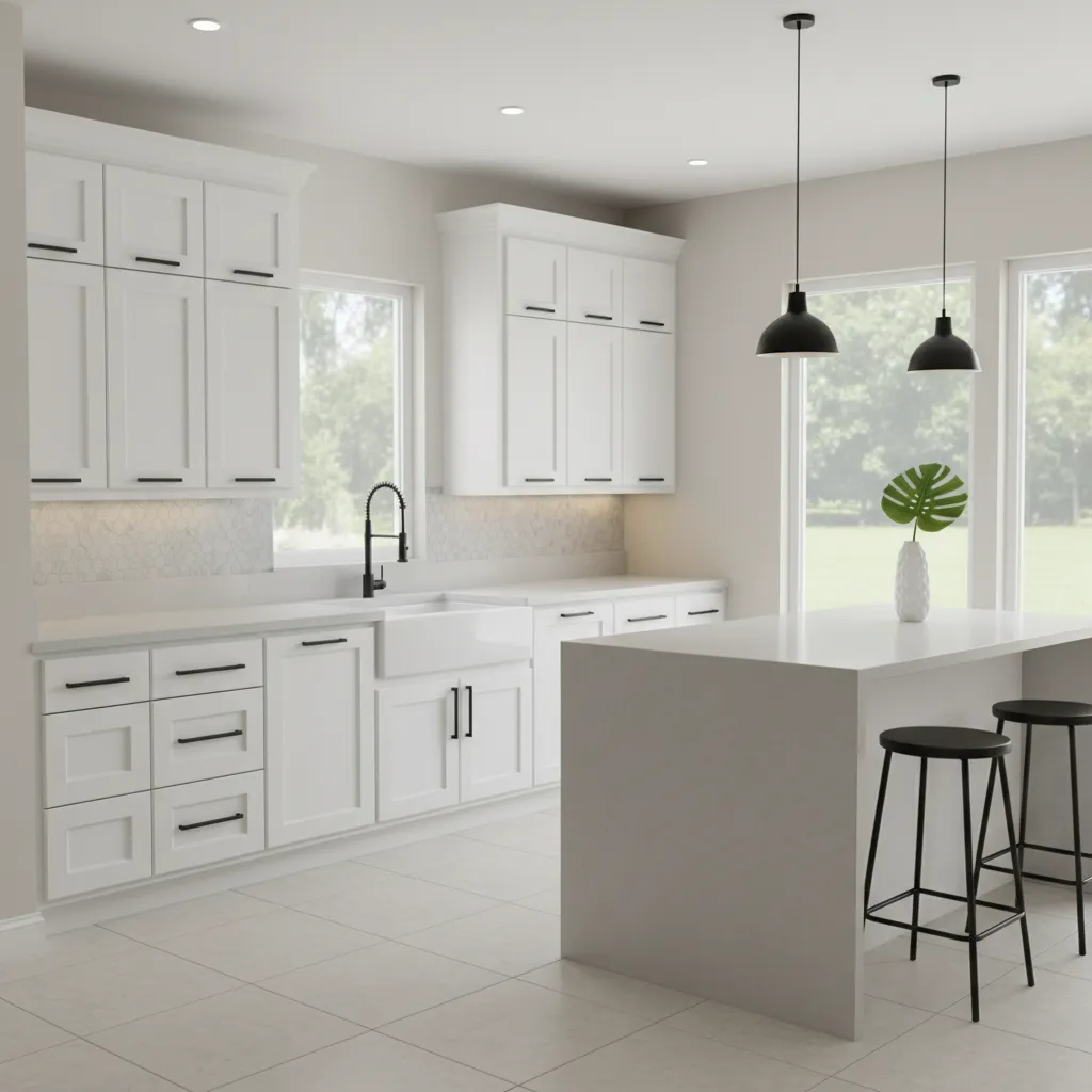 Kitchen cabinet refacing transformation with new doors and modern hardware