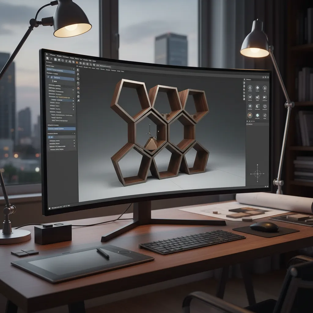 Modelo 3D de un mueble diseñado con software CAD