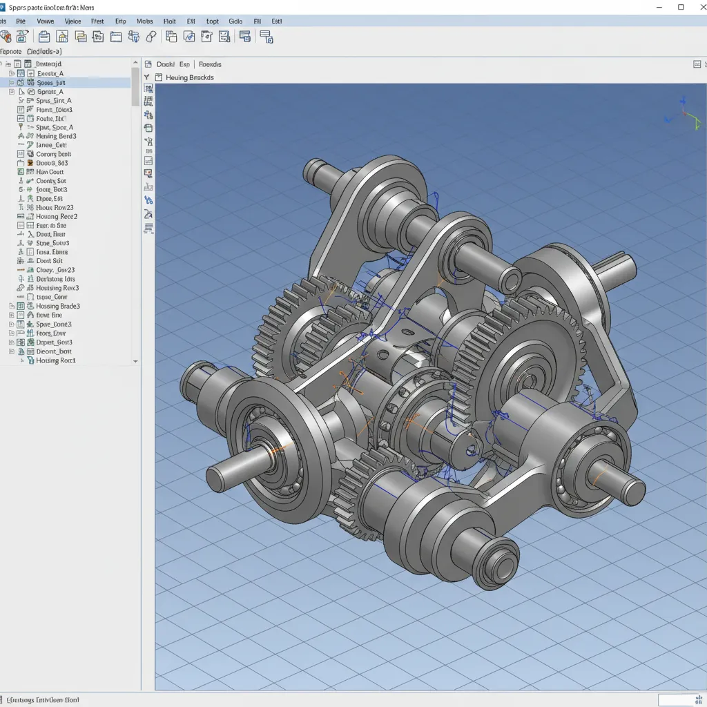 3D mechanical assembly model created in parametric CAD software