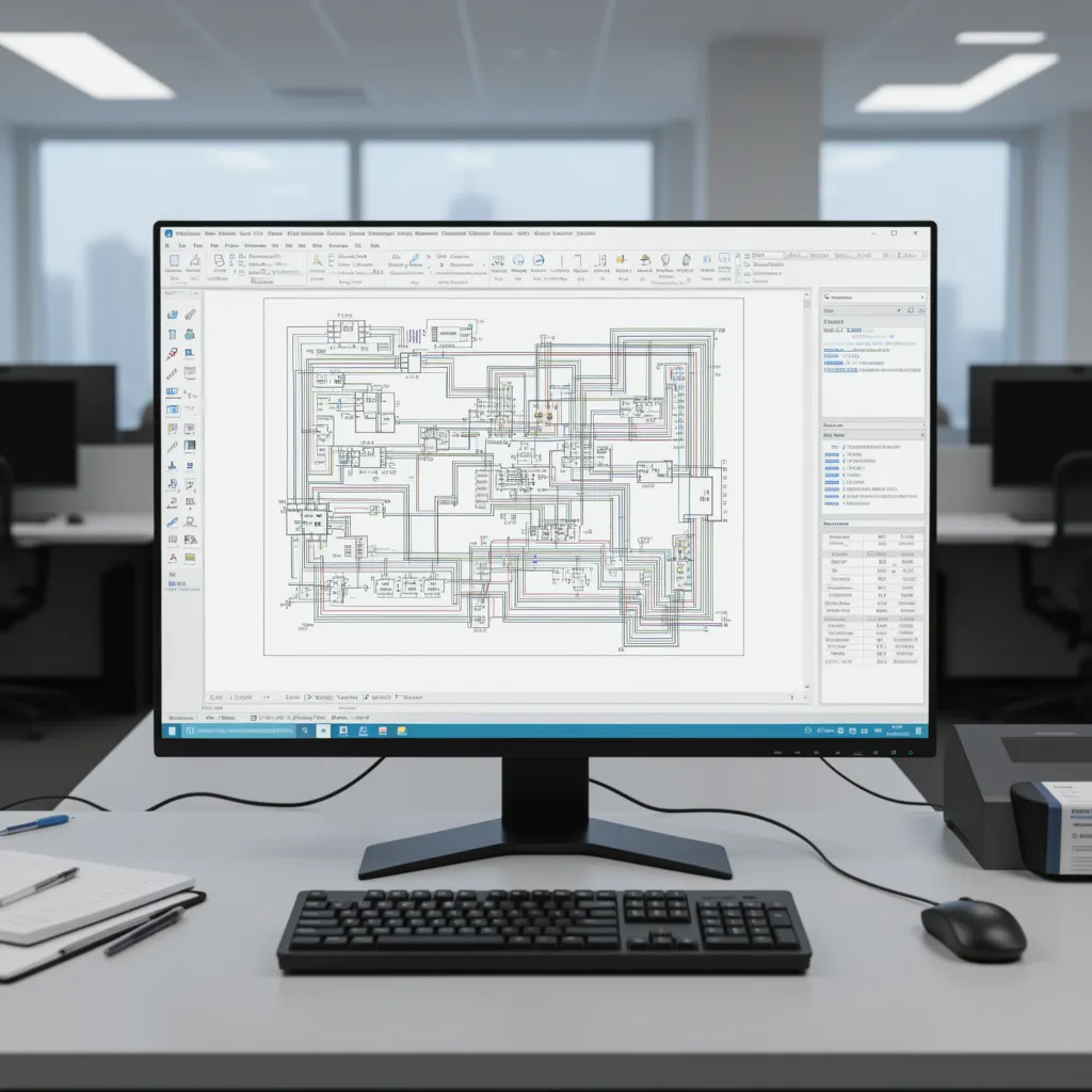 CAD interface displaying electrical design layout with wiring paths