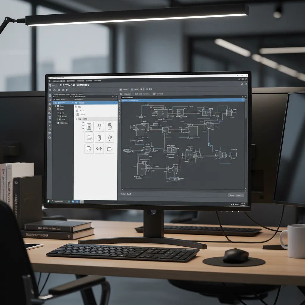 CAD software interface showing organized IEC and ANSI symbol libraries