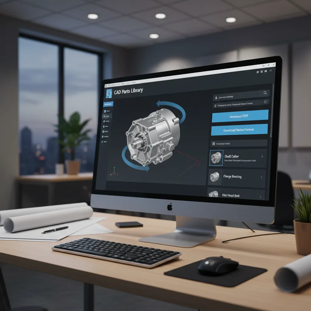 Downloading a CAD component from an online parts library interface