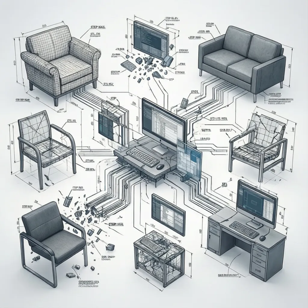 diagram showing STEP IGES STL CAD export compatibility workflow