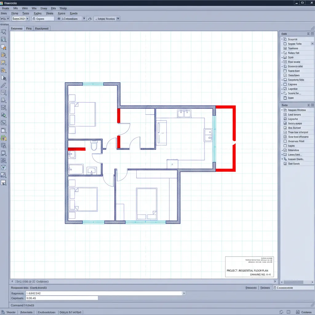 CAD floor plan with highlighted gaps preventing extrusion