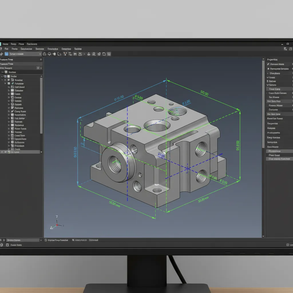 CAD software showing dimension measurements on a mechanical component