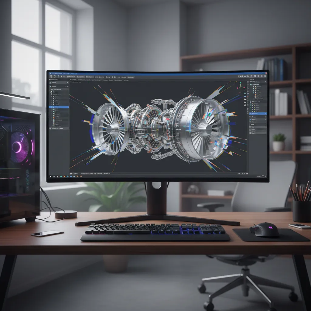 CAD modeling viewport showing graphics driver glitch on Windows 7 system