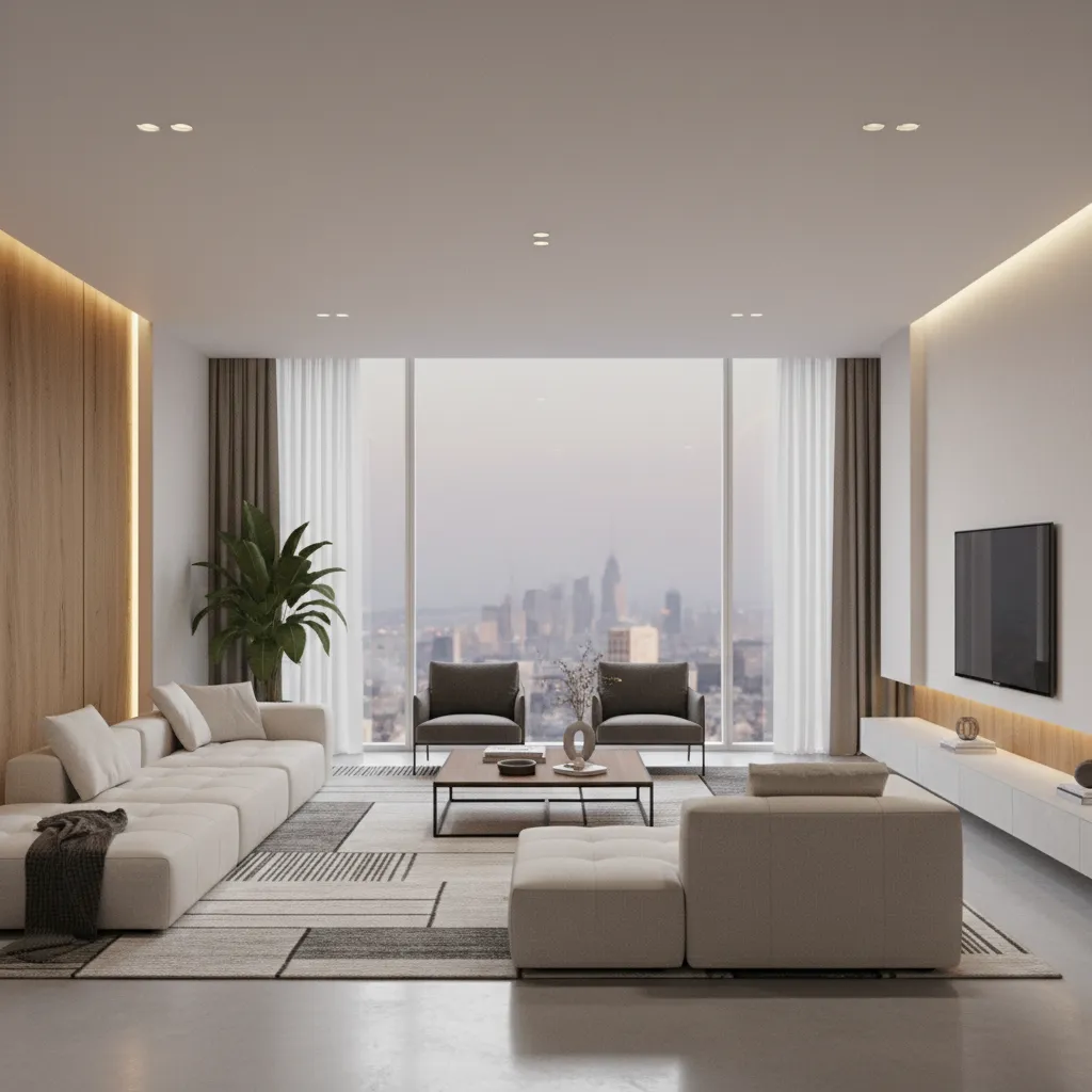 Modelo 3D de una sala de estar creado con software CAD de interiores