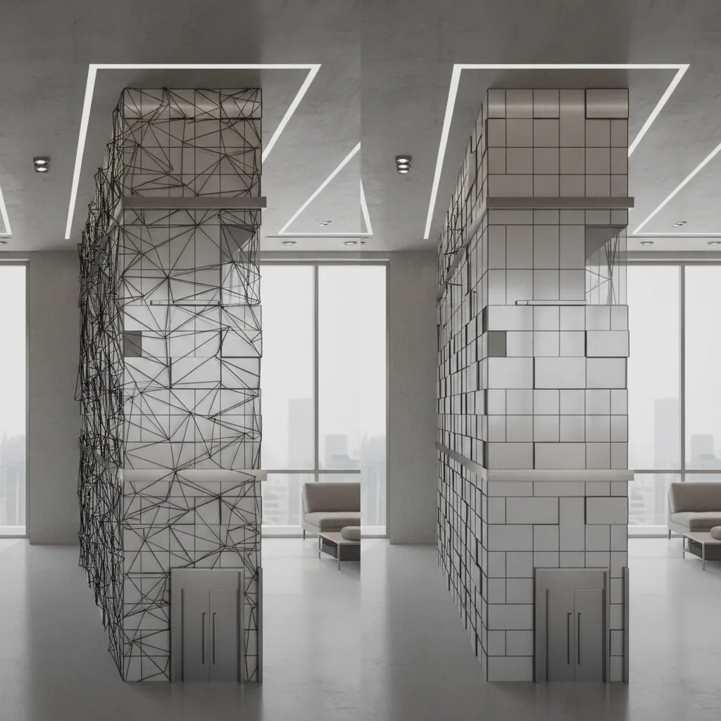 Comparison of high polygon CAD geometry and simplified architectural model