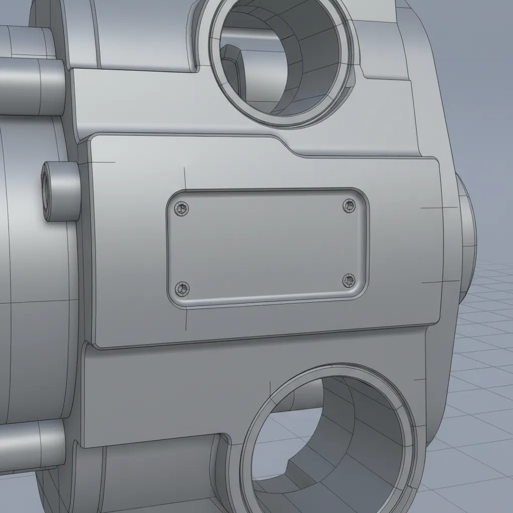 CAD model with recessed serial number engraving plate