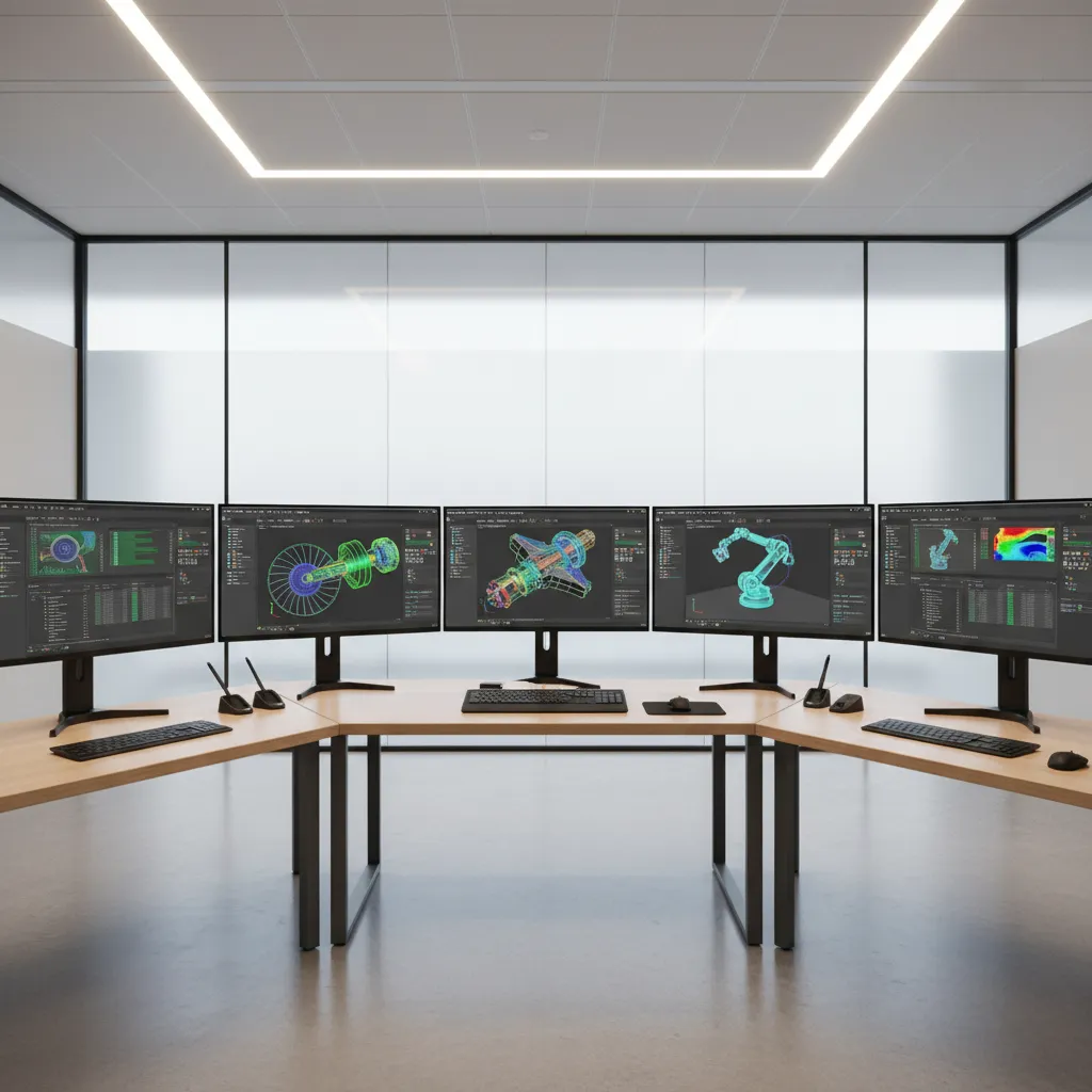 Multiple CAD software windows comparing parametric modeling and drafting features