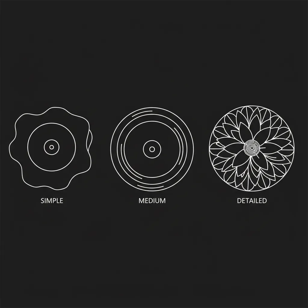 Comparison of simple medium and detailed tree CAD block symbols