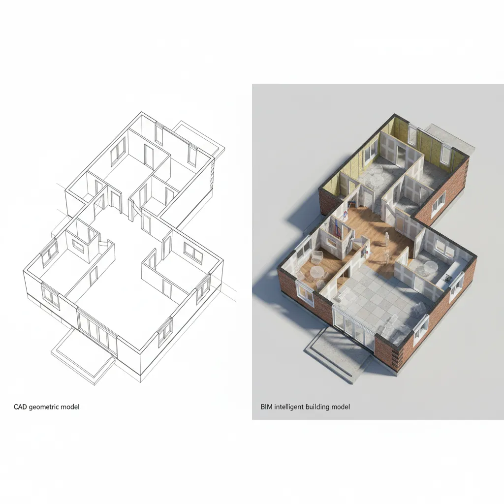 Visual comparison between CAD geometry model and BIM intelligent building model