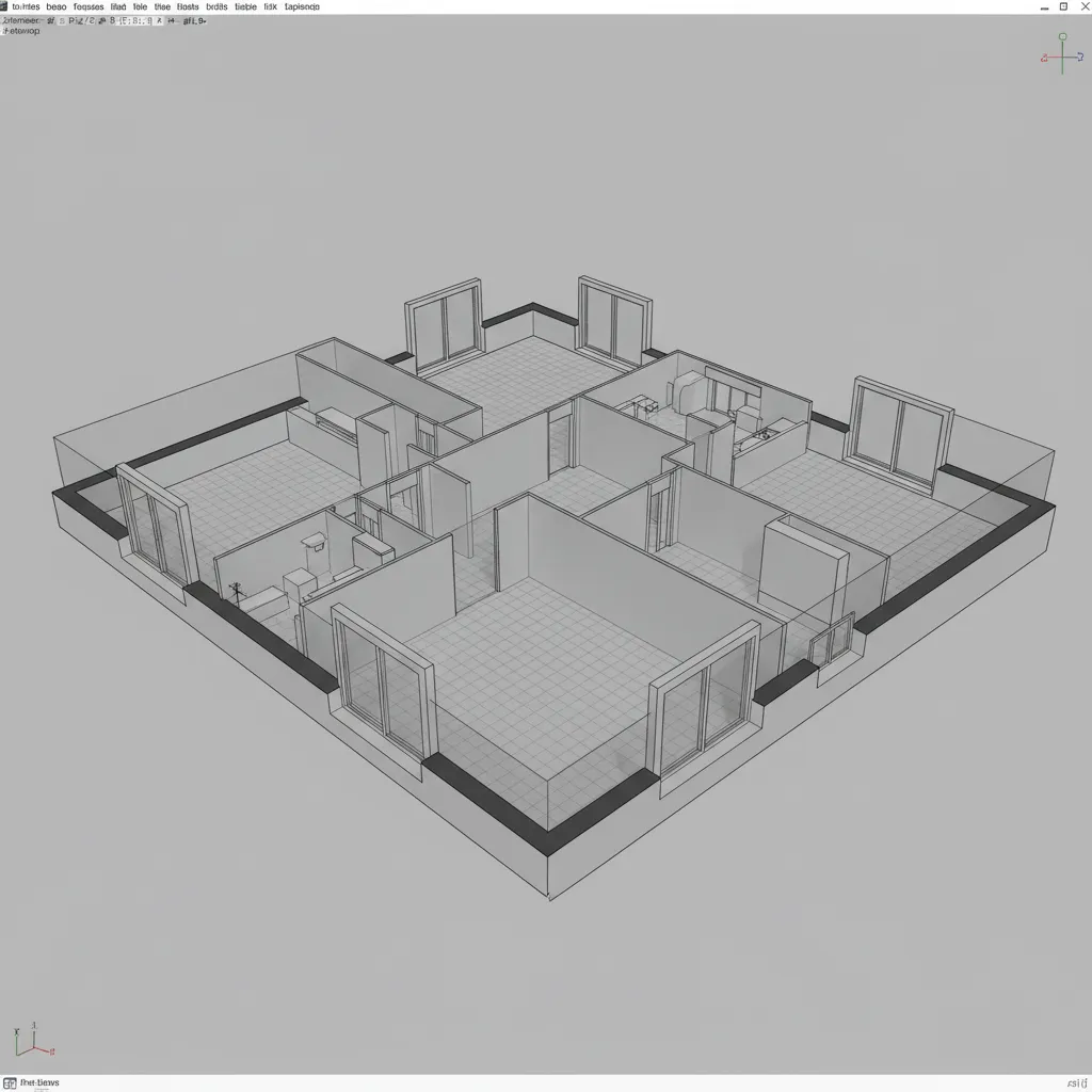 3D CAD model showing walls with different heights and alignment issues