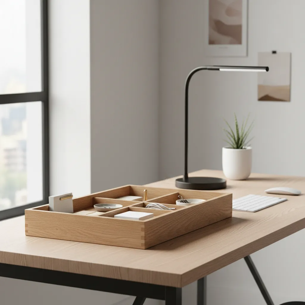 Caja de madera con compartimentos internos organizadores